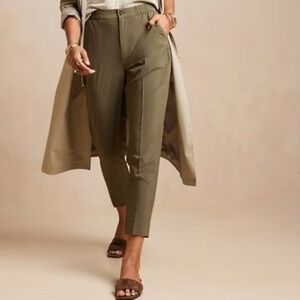 Banana Republic Airstretch Olive Green High‎ Rise Cropped Pants Women's Size S